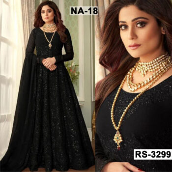 Net Heavy Handwork Embroidered Dress Complete 3 Piece Unstitched Code NA-18
