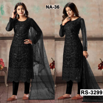 Chiffon Heavy Handwork Embroidered Dress Complete 3 Piece Unstitched Code NA- 36