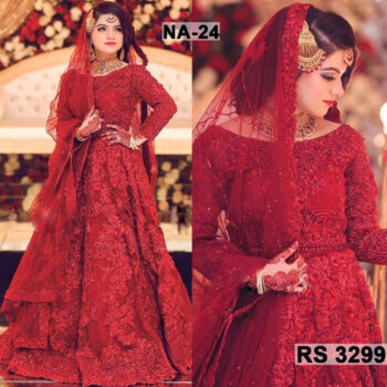 Net Heavy Handwork Embroidered Dress Complete 3 Piece Unstitched Code NA-24