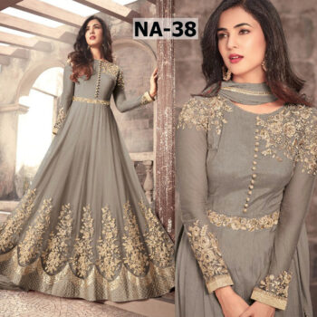 Net Heavy Handwork Embroidered Dress Complete 3 Piece Unstitched Code NA-38