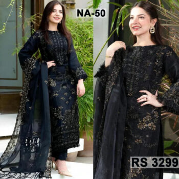 Lawn Heavy Handwork Embroidered Dress Complete 3 Piece Unstitched Code NA-50