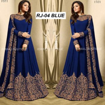 ChiffonHeavy Handwork Embroidered Dress Complete 3 Piece Unstitched Code RJ 04 BLUE